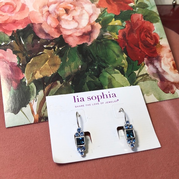Lia Sophia Jewelry - Lia sophia New Lever Back Pierced Blue Crystals